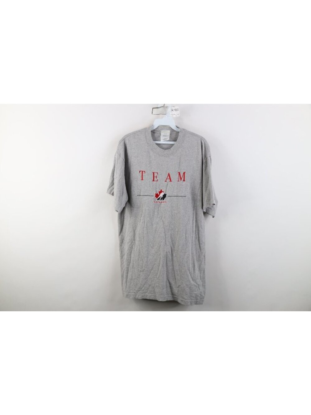 Vintage 90s Mens Large Olympics Team Canada Hockey Short Sleeve T-Shirt Gray